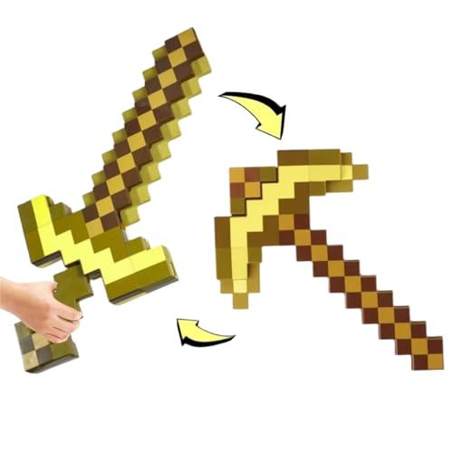 武器モデル マインクラフト ダイヤモンドの剣 ツルハシ おもちゃ 人気ゲーム 萌えグッズ 変形可能 音と光 コスプレ道具 マイクラ風 面白い 学生 キッズ 誕生日 ハロウィン クリスマス こどもの日 プレゼント (C)