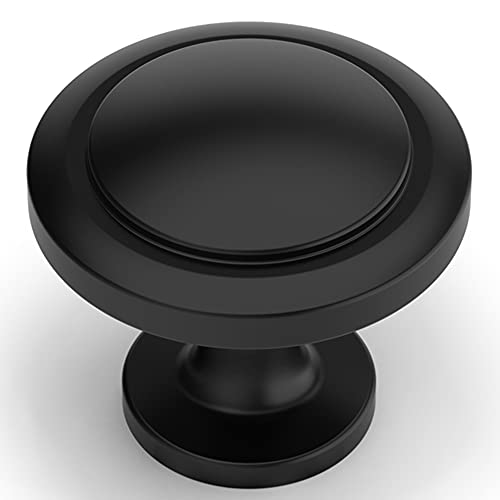 Amerdeco Lot de 12 Bouton de Meuble Bouton Porte Cuisine Rond Boutons de Porte Alliage de Zinc Bouton Porte Placard Noir Bouton Porte Poignée Cuisine Cover