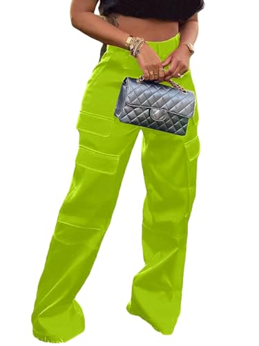 XZLUFNY Satin Cargo Pant Adjustable Waist Tummy Control...
