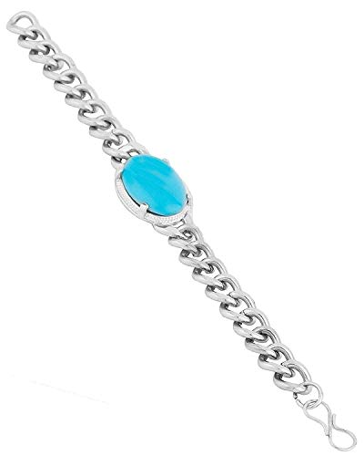 Bollywood Inspired Turquoise Bracelet for Men Silver Chain Bracelet Men's Jewelry for Gifting