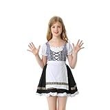 LMYOVE Children's Bavarian Dress Munich Festival Costume Halloween Girl's Dress for ages 3-12Y(XL, Blue Plaid)