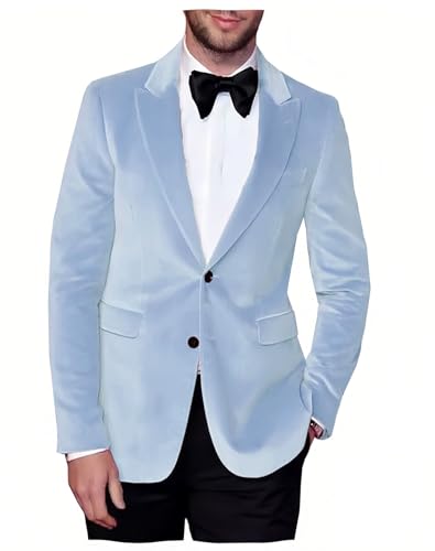 ORBITRAY Mens Velvet Blazer Two Button Suit Jacket for Men Prom Wedding Business Dinner Party