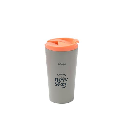 Mr. Wonderful - Taza take away térmica - Smart is the new sexy - Taza de Acero Inoxidable Doble Pared - Mantiene Calor y Frío - 370 ml