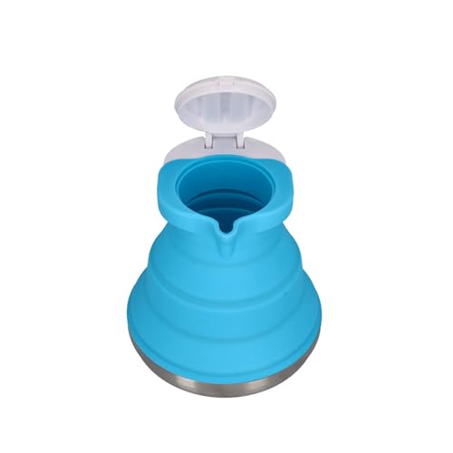 cartrend Caravan Wasserkessel faltbar, Camping Wasserkocher, 1,5 Liter Fassungsvermögen, platzsparend zusammenklappbar, Silikon, Edelstahlboden, ideal für Wohnmobil, Wohnwagen, Reise, blau, 1 Stück