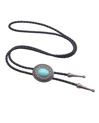 Image of GelConnie Native American Bolo Tie Rodeo Cowboy Leather Necktie Western Necklace Costume Accessories for Men,Women