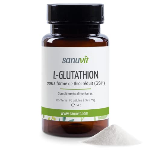 Sanuvit® L-Glutathion - 90 capsules | 300 mg de L-glutathion par gélule | Haute biodisponibilité et tolérance | Végétalien Cover