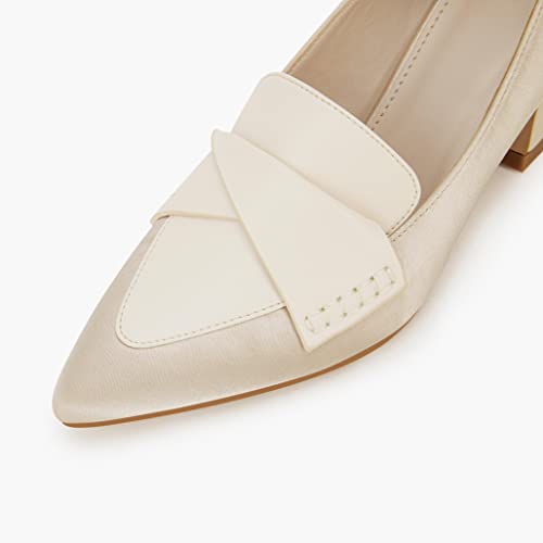 Image of Women's Chunky Block Low Heels Pumps Stitching Retro Work Office Dress Shoes
