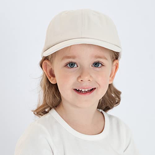 Miniatura 6 de Yanwang Bebé Niños Color Sólido Gorras De Béisbol De Algodón Ajustable Sun-Sombrero Para Niños Pequeños Niñas Beige,2-5years
