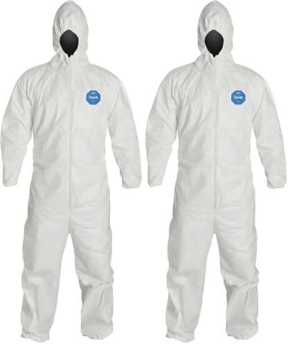Image of DuPont Tyvek 400 TY127S Disposable Protective Coverall with Respirator-Fit Hood and Elastic Cuff, White
