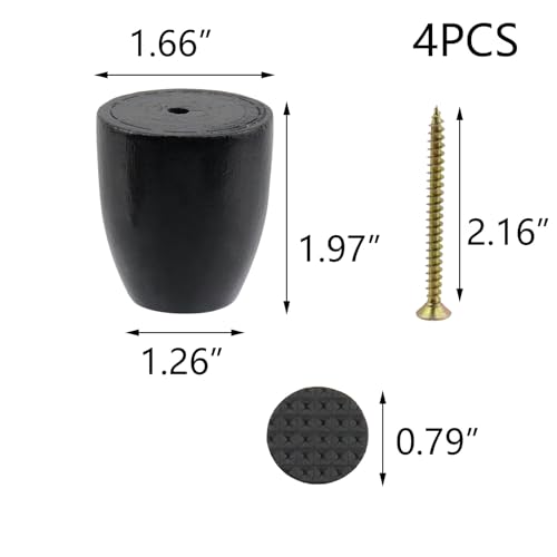 Patas de madera negras para tabla de cortar, 4 piezas miniatura 2