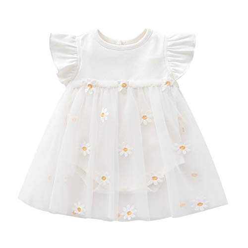 Toddler Baby Girls Dresses Infant Flower Embroidery Tulle Dresses Newbron Baby Girls Clothes Outfit,3-6M White Toddler Baby Girls Dresses Infant Flower Embroidery Tulle Dresses Newbron Baby Girls Clothes Outfit,3-6M White
