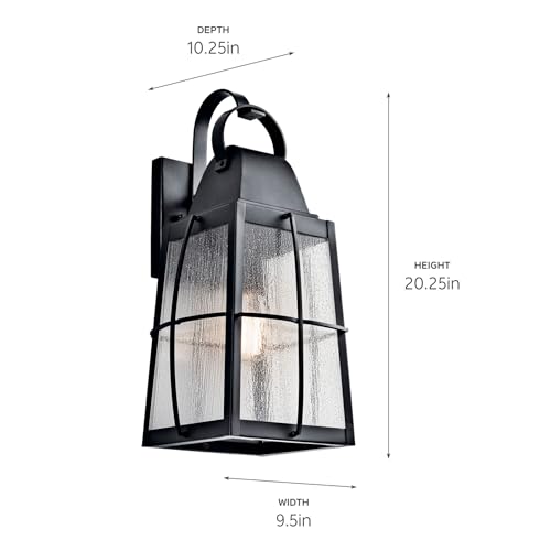 Image of Kichler 49554BKT Tolerand Outdoor Wall 1-Light, Textured Black 10-Inch, 20 inch