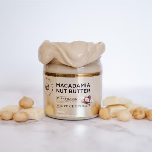 Macadamia Nut Butter, White Chocolate - 1 x 8.8oz - No Added Sugar, No Palm Oil, Plant-based, No Artificial Ingredients
