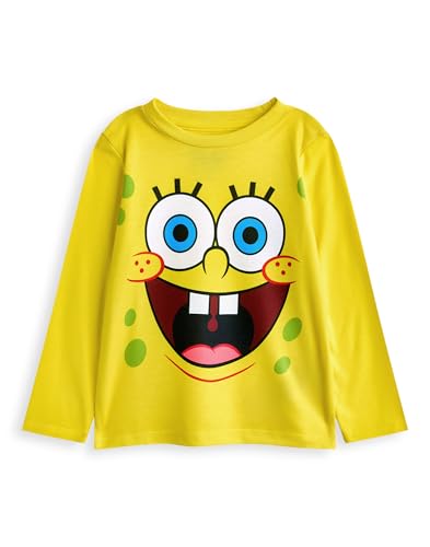 SpongeBob SquarePants Kids Pajama Set Pack of 2 | Childrens Yellow & Blue Character Graphic Long Sleeve Top & Long Leg PJ4