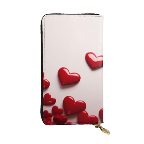 Hearts Wallet for Men Women Long Purse Leather Clutch Large Business Handbag Travel Phone Holder Credit Card Holder Money Case with Zipper Leather Wallets Gift