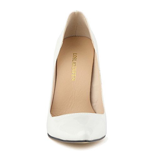 LOSLANDIFEN Womens Shoes Closed Toe High Heels Women's Pointed Slender Leather Pumps (35 M EU/5 B(M) US, Beige) - Thumbnail 5