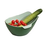 Cesta de drenaje doble, colador multifuncional, colador plegable | Fregadero de drenaje de doble capa y cesta con asa, juegos de tazones coladores para frutas (11,18 x 10,62 x 5,9 pulgadas)