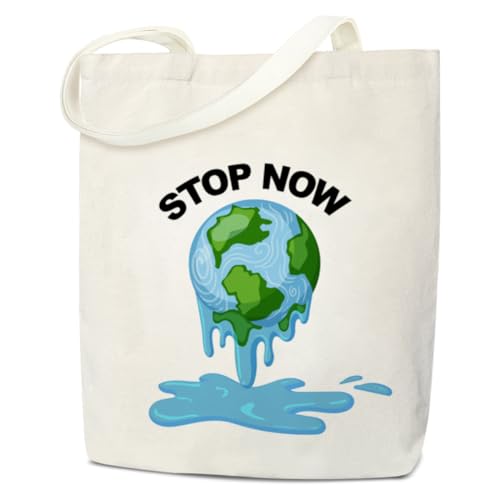 Earth Day Tote Bag Aesthetic, Stop Now Save Earth Canvas Tote Bag for Women,...