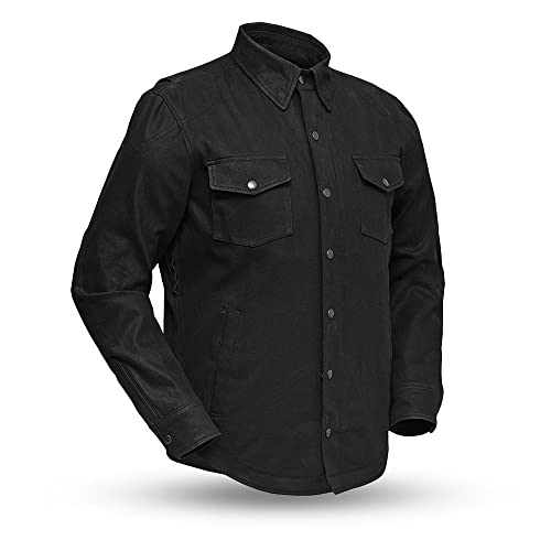 First Mfg Co - Equalizer - Men's Motorcycle Biker Riding Black Denim Shirt - 5X Large