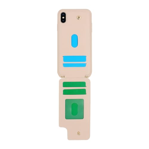 Image of for iPhone Xs Max Phone Case with Card Holder and Strap for Women,Crossbody Lanyard,Kickstand Ring Stand,Snap Clasp,Phone Wallet Cases 6.5 inch(Beige)