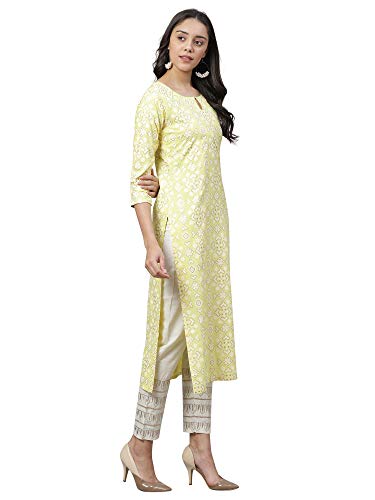 Image of INDO ERA Women's Viscose Rayon Floral Straight Kurta(IE27KT5PK1716)