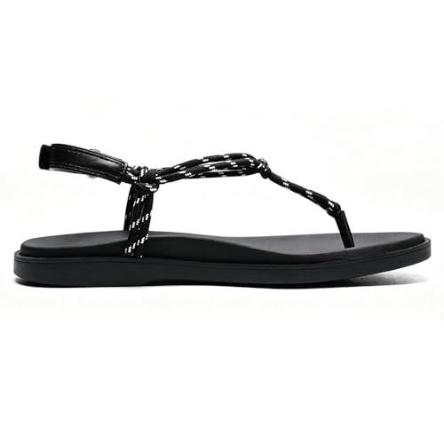 VIVASUN Women's Arch Support Flip Flops Adjustable Strap Sandals,Black,9 — view 4