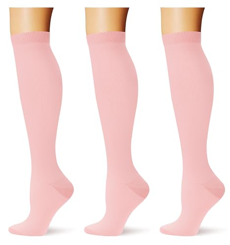 Image of (3 pairs) Compression Socks 20-30 mmHg Long Knee High Socks for Women Men Support Athletic Travel Daily Wear