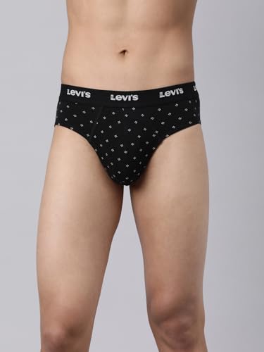 Image of Levi's 021 Brief for Men | Cotton Stretch Fabric | Printed Men's Underwear | Breathable | Anti-Roll Waistband | Extra Supportive Gusset | Functional Fly | Dual Layer 3D Pouch | Tagless | Pack of 3