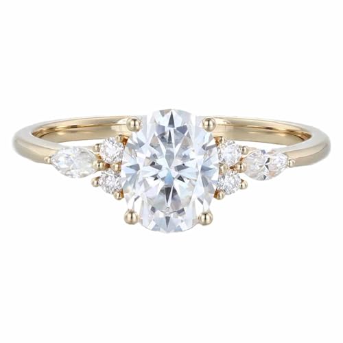 1.5ct Oval Cut Moissanite Engagement Rings for Women Silver or 10K/14K/18K Solid Gold Custom Engraved Moss Agate Ruby Sapphire Gemtone Ring for Women Promise Rings Anniversary Day Gift