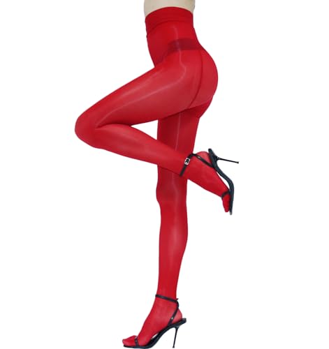 Image of Women's Oil Shiny Pantyhose High Waist Sheer Shimmer Tights Control Top Glossy Pantyhose for Women