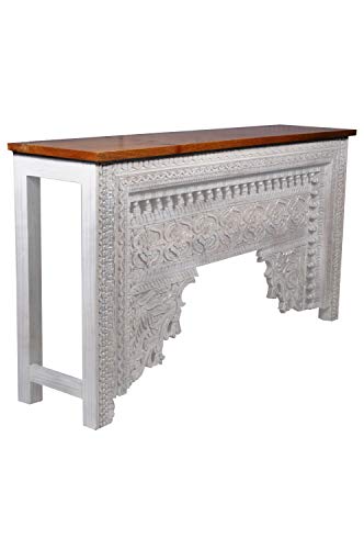 Orientalische Konsole Sideboard schmal Gassan Weiss 170cm | Orient Vintage Konsolentisch orientalisch handgeschnitzt… – Bild 4