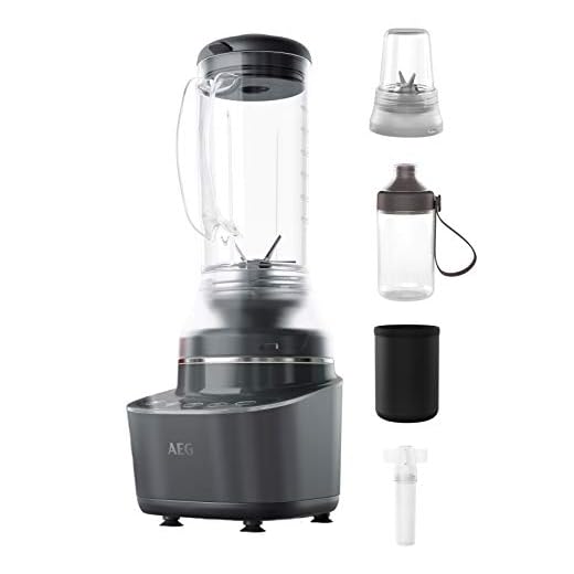 AEG CB7-1-8MTM - Batidora de Vaso Compacta Gourmet 7 - 900W, 2 Velocidades, Jarra Extraíble de 0,6L, 2 Programas de Batido, Tubo Refrigerante, Botella Portátil, Apta Lavavajillas, Color Blanco