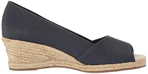 Easy Street Women's Monique Espadrille Open Toe Pump Wedge Sandal, Navy Linen, 7.5 W US - Thumbnail 6
