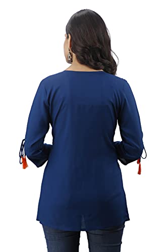 Image of DMP FASHION Women's Rayon Classic Heavy Embroidery Top with Beautifull Tassels at Front and on Both Sleeves