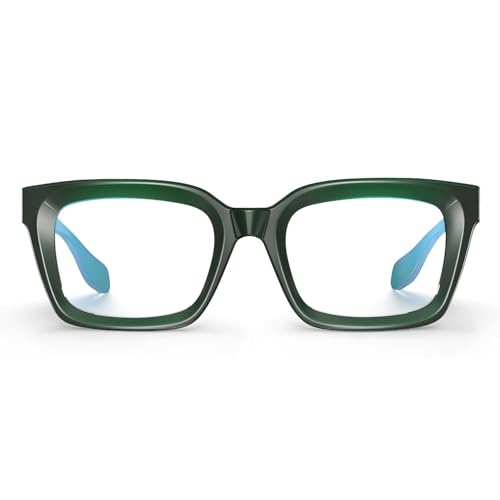 Image of VISOONE Chunky Square Anti Glare UV400 Blue Light Blocking Computer Glasses | 99% Digital Screen Filter Non-Prescription Clear Lens Thick Frame 32g Lightweight Eyewear Office for Men Women MONTANA