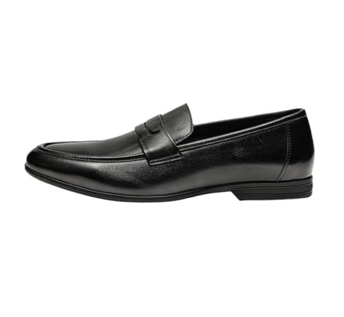 Casual Non-Slip Low Block Heel Work Shoes Soft Loafers for Men Oxfords Round Toe Comfortable Flexible