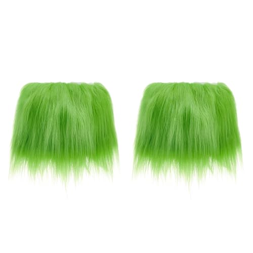 Baynoyia Green Fuzzy Faux Fur Leg Warmers Women Green Monster Fluffy Leg Warmers Party Boots Cuffs Cover Carnival Rave Cuff Heels (Green 15, 15cm)