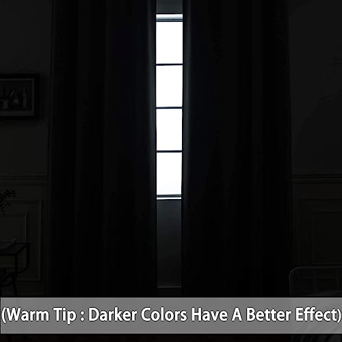 Yakamok Blackout Curtains Room Darkening Thermal Insulated Window Panels,Solid Grommet Top Drapes for Bedroom/Living Room(52Wx90L, Dark Grey, 2 Panels)