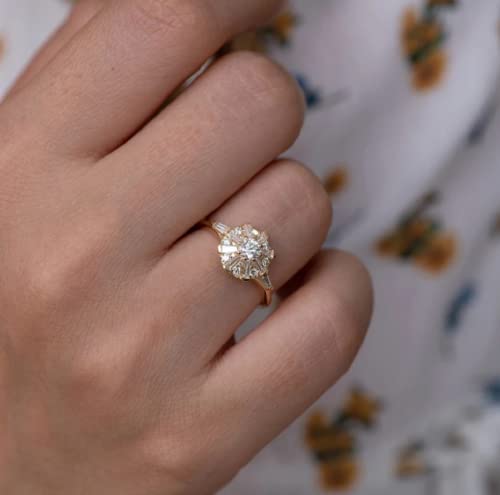 Awmnjtmgpw 18K Gold Cubic Zircon Ring Personalized Full Diamond Engagement Ring Women's Jewelry Size 6-10 (Size 7)4