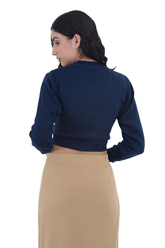 Image of Women Winter Wear V-Neck Full Sleeves Regular Fit Woollen Blouse