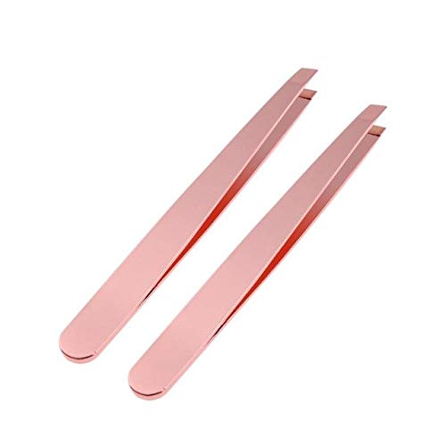 Buychoice 2Pcs Stainless Steel Bevel Head Eyebrow Tweezers Face Hair