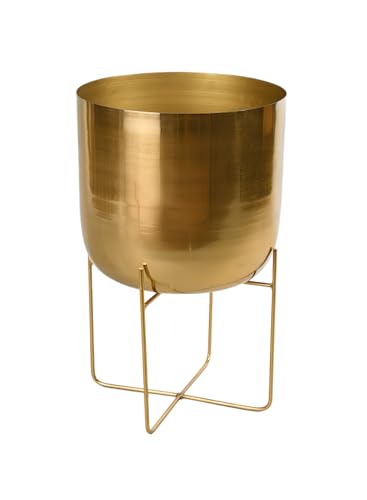 Serene Spaces Living Modern Mid‑Century Metal Indoor Planter with Stand,