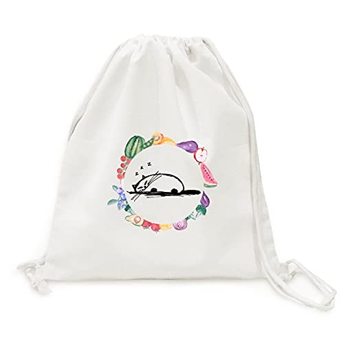Sac en tissu pliable à sangle le sourire de chat lourds ligne pour fruits
