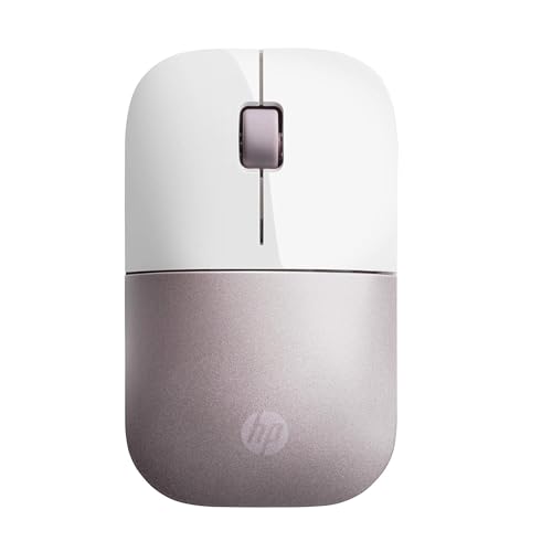 HP Z3700 Mouse Wireless, Sensore Preciso, Tecnologia LED Blue, 1200 DPI, 3 Pulsanti, Rotella Scorrimento, Ricevitore USB Wireless 2.4 GHz Incluso, Design Pratico e Confortevole, Bianco/Rosa
