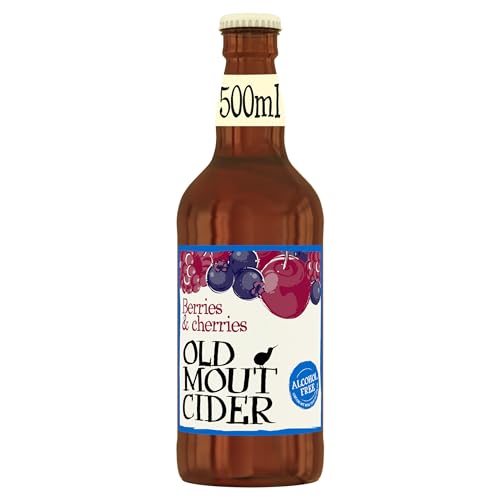 Old Mout Cider 500 ml Bottle, 0.0% ABV Berries & Cherries Alcohol Free Cider, Crisp Apples Ripe Berries and Cherries, Suitable for Vegans, Vegetarians, Gluten Free, No Added Colour, Natural Flavours