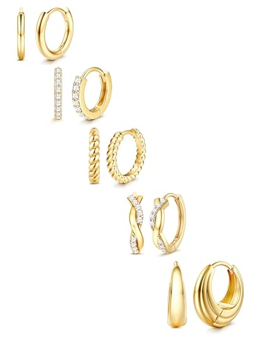 5 Pairs Trendy Gold Huggie Hoops