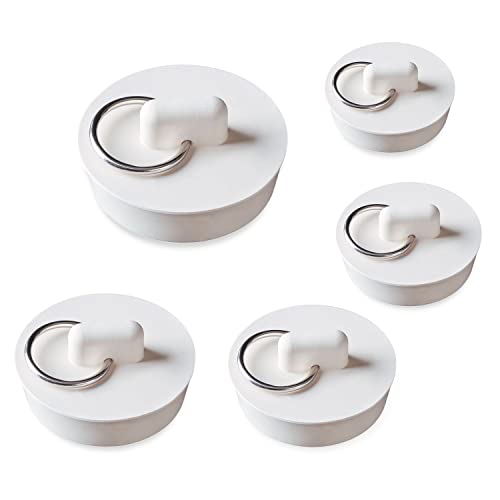 NITAIUN 5 Stück Abflussstopfen Gummi Stopper Set, 5 Größen Spülen Stopper Badewanne Drain Waschbecken Stopper Plug mit Hängenden Ring für Spülbecken Badewanne Küche und Bad