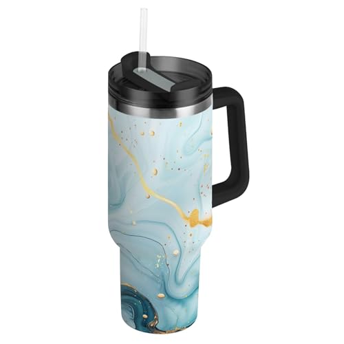 Qilmy 30oz Marble Tumbler with Handle & Lid