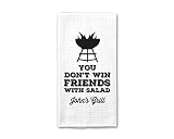 Personalized You Don't Win Friends With Salad Kitchen Towel | Custom Waffle Weave Dish Towel | Perso