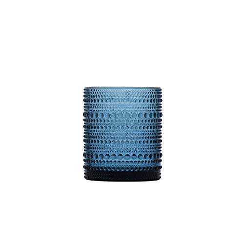FORTESSA Jupiter Beaded Hobnail Glass Vintage Themed Drinkware Set, 10 Ounce Double Old Fashioned Glass (Set of 6), Dishwasher-Safe, Blue by Fortessa - Image 4